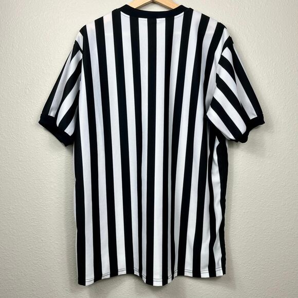 Majestic Referee Officials Jersey Shirt XL Black White Striped Vintage Sports - Picture 2 of 8